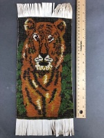2 Vintage Carved Leopard Wall Masks + Beaded Tiger Panel - 4