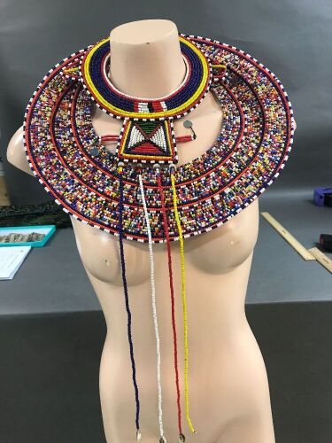 2 African Glass Beaded Collars. 1 Masai, 1 Zulu.