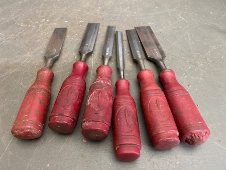 Berg Sweden 6pc socket chisel set red handles
