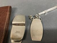 Sterling Silver Monogrammed Money Clip, Tooth Pick & Leather Wallet - 2