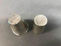 2 Sterling Silver Shot Glasses - 1 with Turquoise - 3
