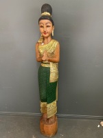 Carved Wooden Sawasdee Lady