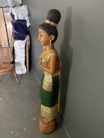 Carved Wooden Sawasdee Lady - 3