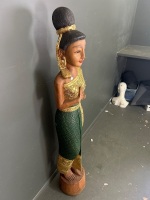 Carved Wooden Sawasdee Lady - 4