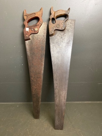 2 Disston saw with engraved blades