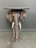 Carved Wooden Elephant Plant Stand - 2