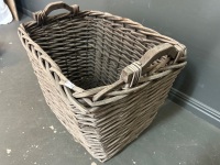 Woven Cane Basket with Wooden Handles - 3