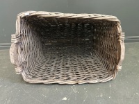 Woven Cane Basket with Wooden Handles - 5