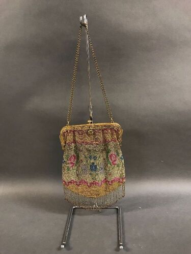 Antique French Metallic Beaded Bag