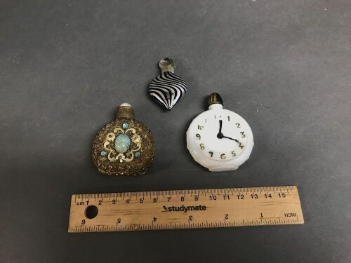 3 Antique Glass Perfume Bottles