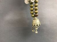 String of Tibetan Prayer Beads + White Metal OM Symbol - 2