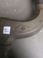 Ebony and brass timber brace, her majestyroyal letter patent, small check in pad and handle, has ivory ring - 3