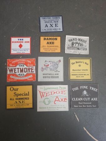 Rare lot of original axe labels