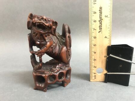 19th Century Chinese Rosewood Carving of Lion