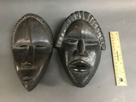 Pair of Ivory Coast Carved Timber Masks c1920's