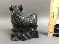 19th Century Black Stone Chines Carving of a Temple Dog - 3