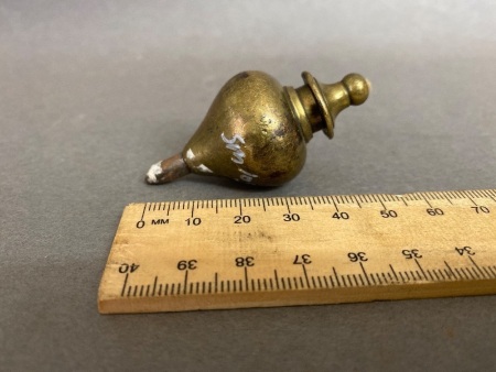 Solid Brass spool top plumb bob 60mm long 3.4oz