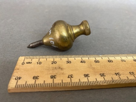 W & W rare size 0 brass plumb bob 55mm long 2.2oz