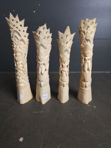 Four Bone Asian Style Carvings 250mm