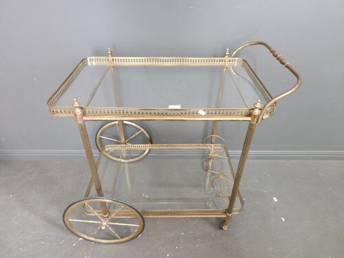 Glass Topped Metal Tea Trolley