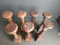 Seven Gothic Style Wooden Candle Holders - 2