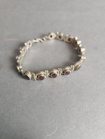 Garnet & Sterling Silver Bracelet