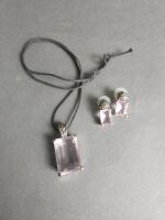 Pink Glass Necklace & Earrings