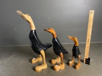 Three Cute Wooden Ducks in Boots - 2