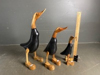 Three Cute Wooden Ducks in Boots - 3