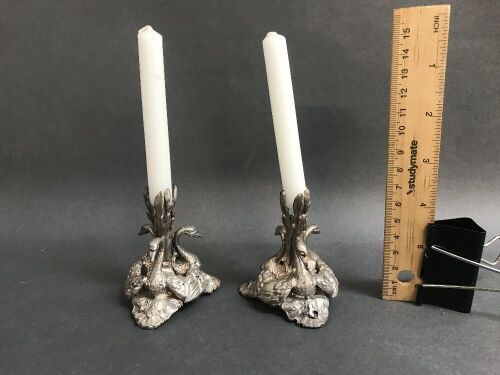 Pair of Victorian EPNS Swan Candle Holders