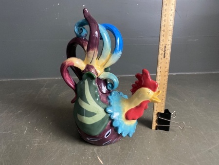 Blue Sky Rooster Tea Pot