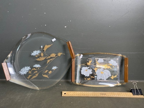 Two Mid- Century Glass Platters