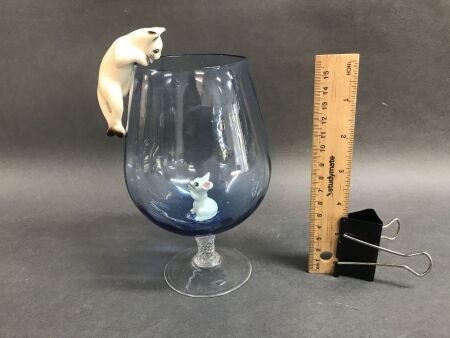 Mid Century Brandy Balloon with Royal Doulton Cat & Mouse