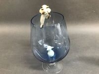 Mid Century Brandy Balloon with Royal Doulton Cat & Mouse - 3