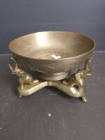 Asian Brass Bowl on Elephant Stand