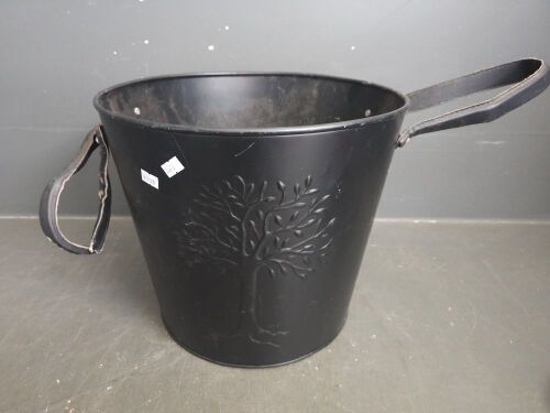 Black Metal Storage Bucket