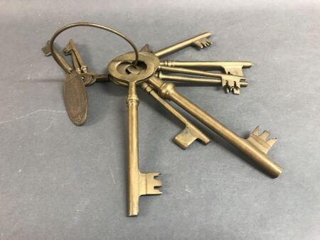 Reproduction Set of Brass Waldorf Astoria Keys on Ring