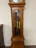 A.J.K West German Bevelled Edged Glass Front Grandfather Clock 2200m H with key  and Moon Dial - 3