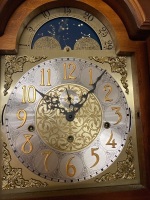 A.J.K West German Bevelled Edged Glass Front Grandfather Clock 2200m H with key  and Moon Dial - 6