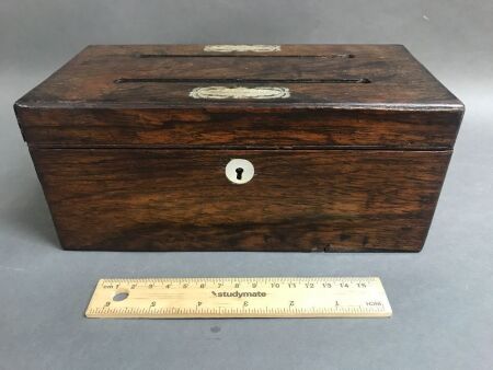 Early Victorian Rosewood & Mother of Pearl Letters Box c1860
