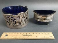 2 EPNS & Bristol Blue Glass Pots - 2