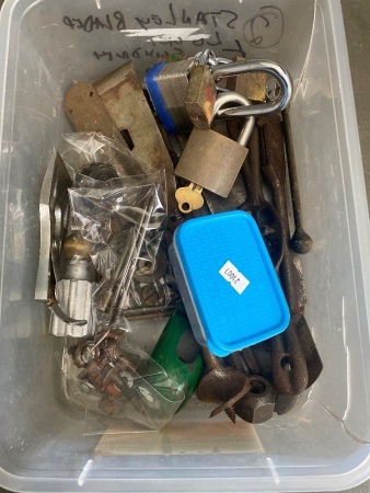 Box Lot of Stanley Blades, Padlocks and Sundries