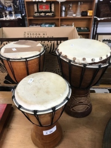 3 Oceanic Hand Drums - 2 As Is