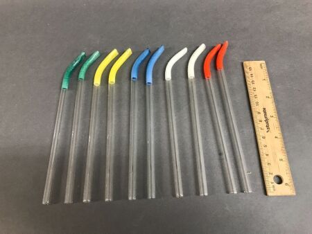 5 Pairs Art Deco Glass Drinking Straws with Original Lead Paint