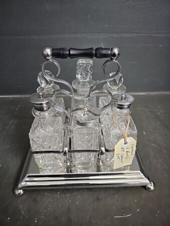 Vintage 6 Bottle E.P Cruet Set