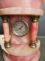 Antique Art Deco Pink Marble Mantel Clock - unsure if in working order - 2