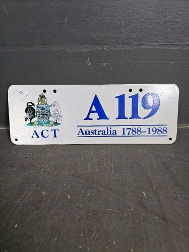 Collectable A.C.T Bicentenial Number Plate