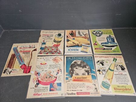 7 Vintage Advertising Posters Laminated