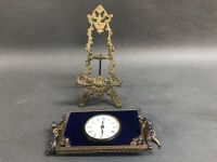 1930's Brass & Glass Clock on Easel with Japanese Movement - 2