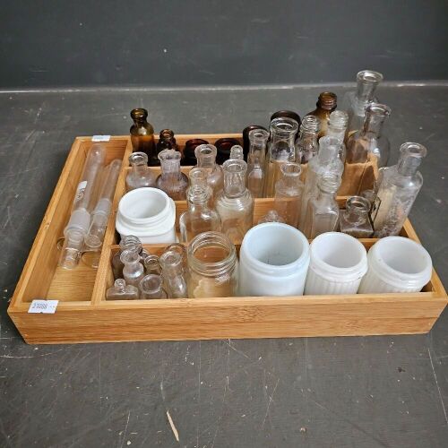 Tray of Antique Bottles